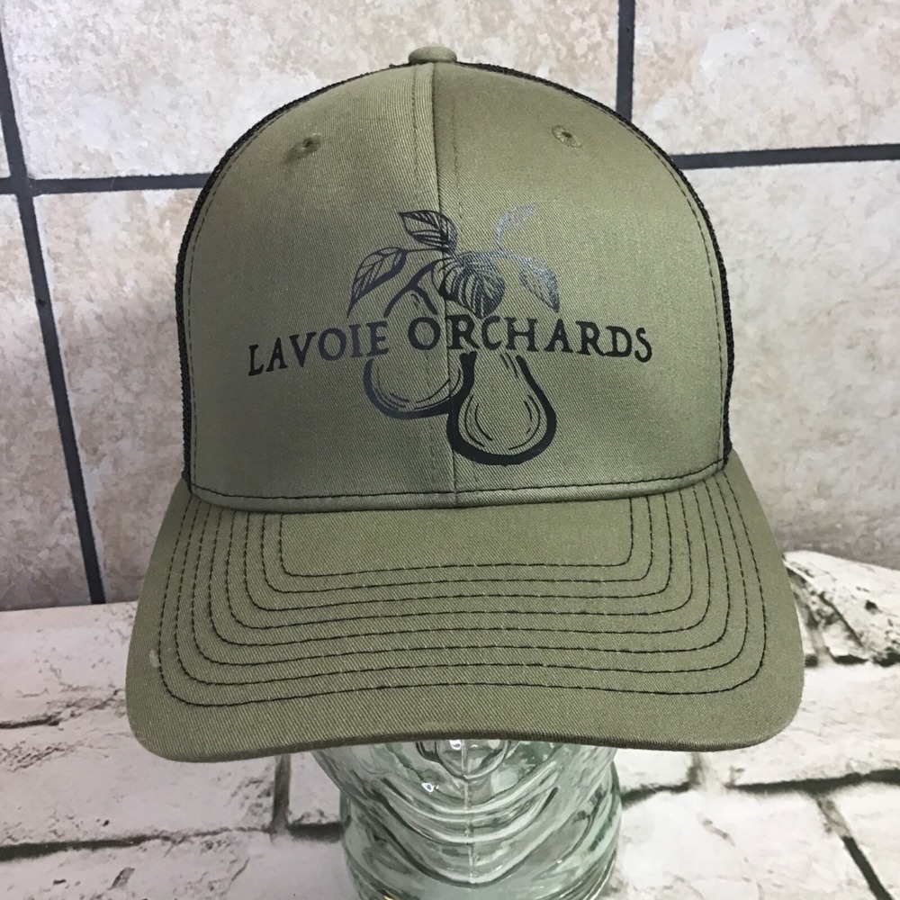 Lavoie Orchards Hat Mens Snapback Army‎ Green Mesh Trucker Style Ball Cap